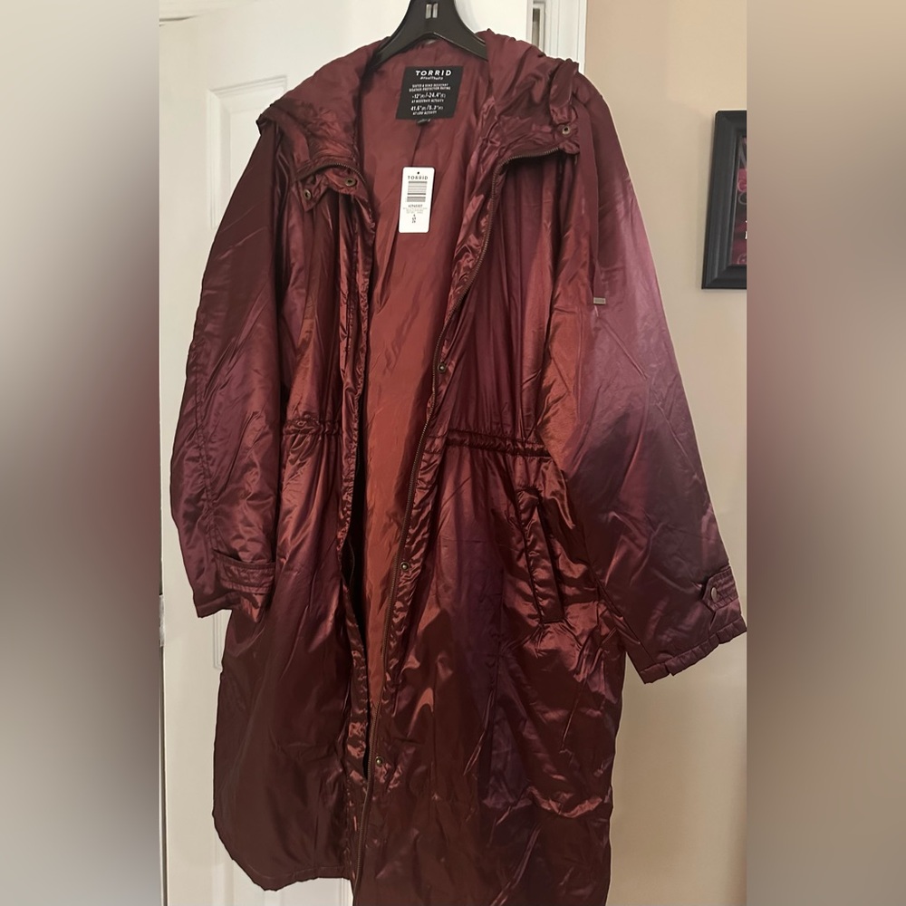 Metallic Burgundy Plus Size Torrid Coat!!